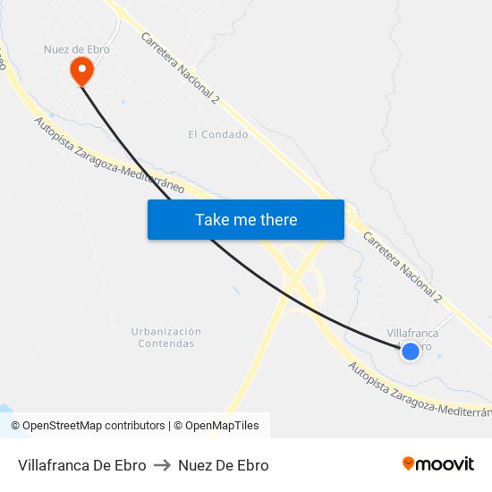 Villafranca De Ebro to Nuez De Ebro map