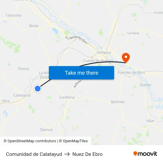 Comunidad de Calatayud to Nuez De Ebro map