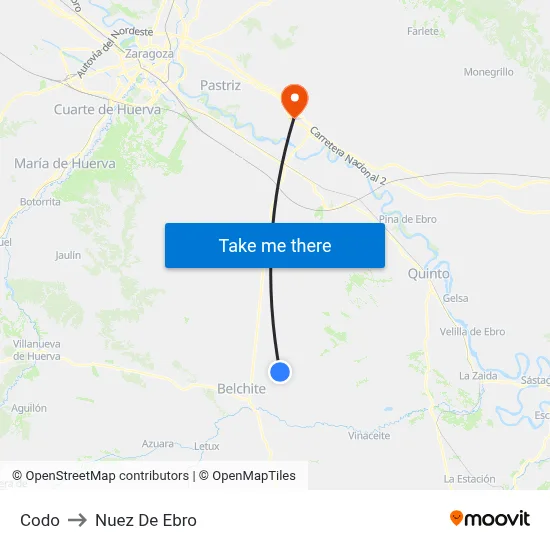 Codo to Nuez De Ebro map