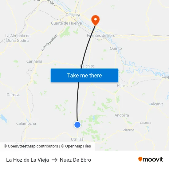 La Hoz de La Vieja to Nuez De Ebro map