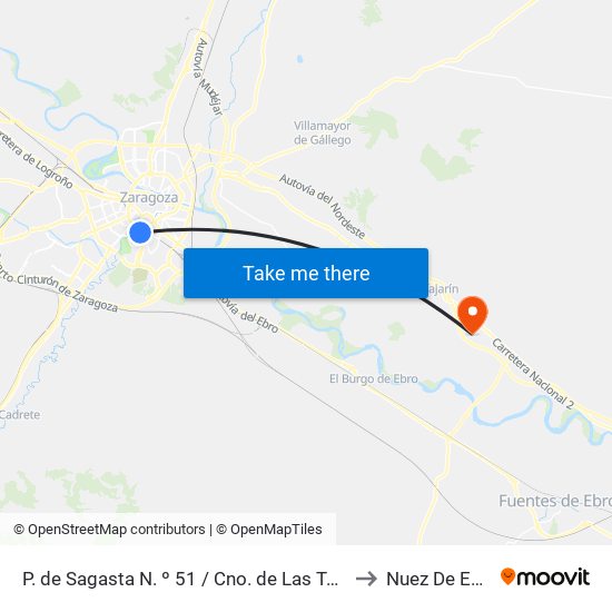 P. de Sagasta N. º 51 / Cno. de Las Torres to Nuez De Ebro map