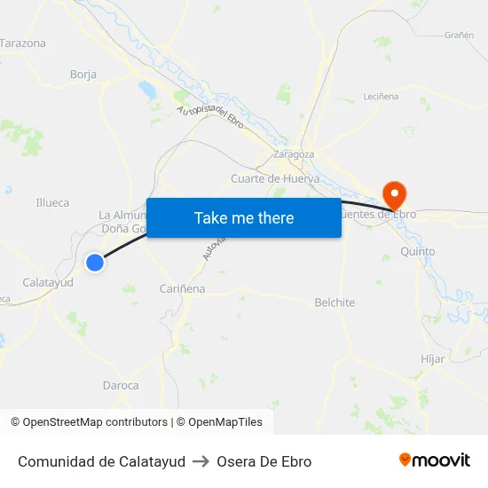 Comunidad de Calatayud to Osera De Ebro map