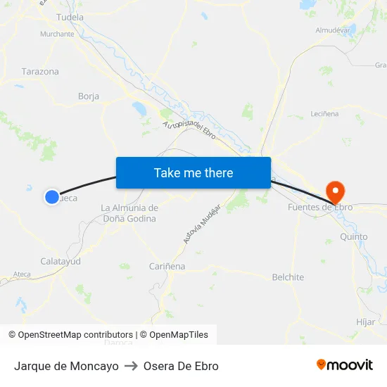 Jarque de Moncayo to Osera De Ebro map