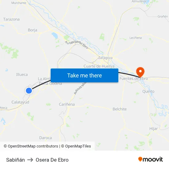 Sabiñán to Osera De Ebro map