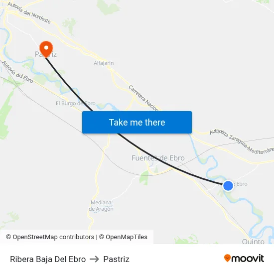Ribera Baja Del Ebro to Pastriz map