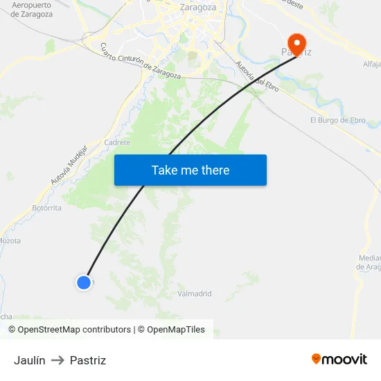 Jaulín to Pastriz map