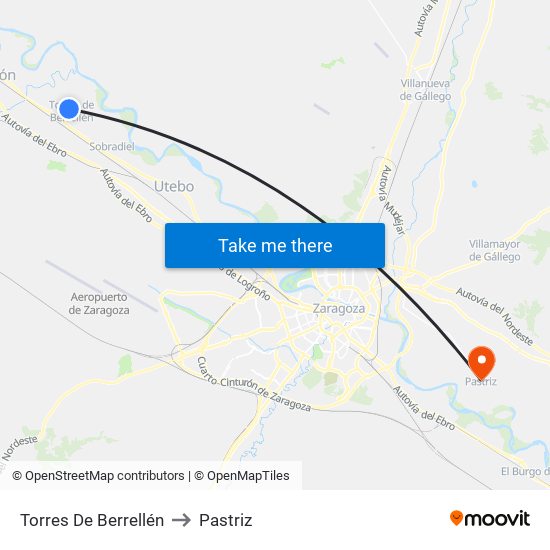 Torres De Berrellén to Pastriz map