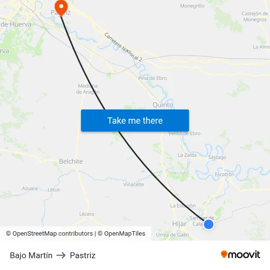 Bajo Martín to Pastriz map