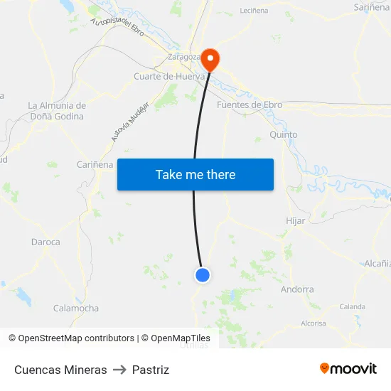 Cuencas Mineras to Pastriz map