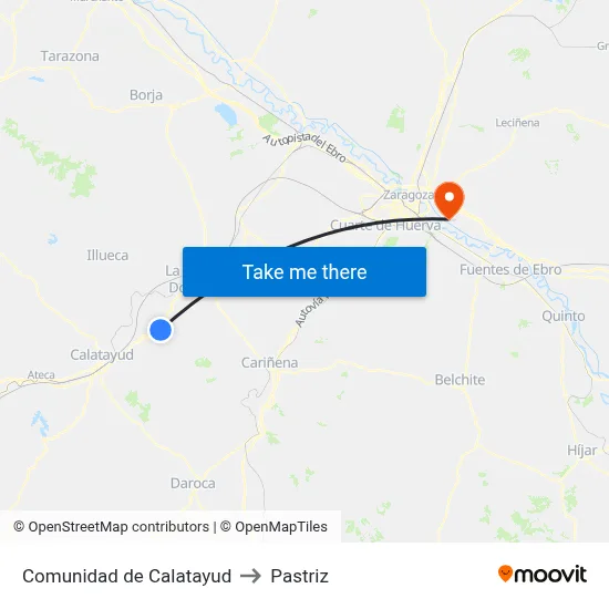 Comunidad de Calatayud to Pastriz map