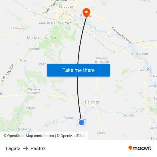 Lagata to Pastriz map