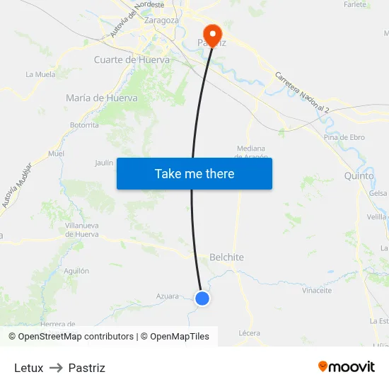 Letux to Pastriz map