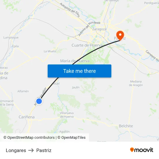 Longares to Pastriz map
