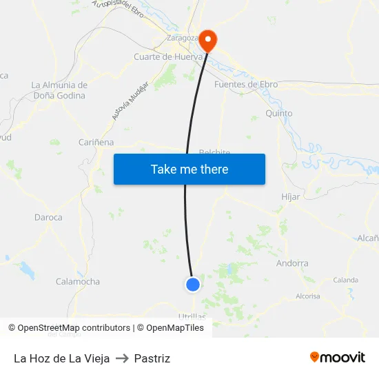 La Hoz de La Vieja to Pastriz map