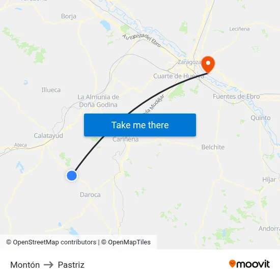 Montón to Pastriz map
