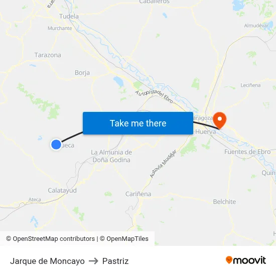 Jarque de Moncayo to Pastriz map