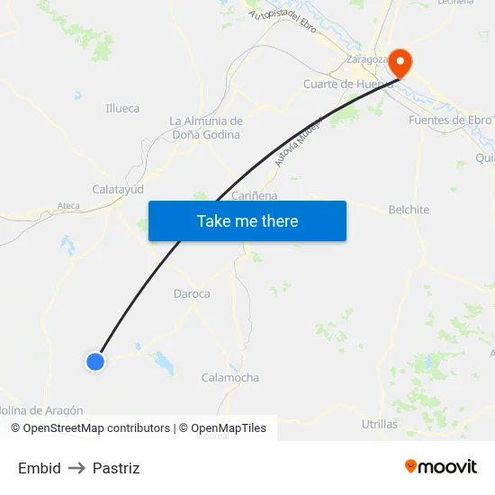 Embid to Pastriz map