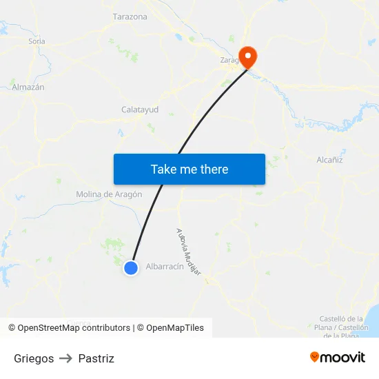 Griegos to Pastriz map