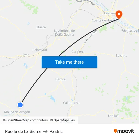 Rueda de La Sierra to Pastriz map