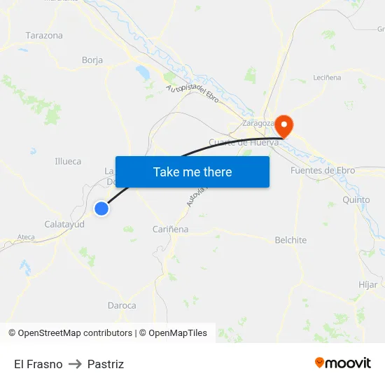 El Frasno to Pastriz map