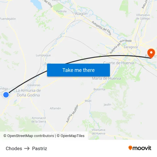 Chodes to Pastriz map