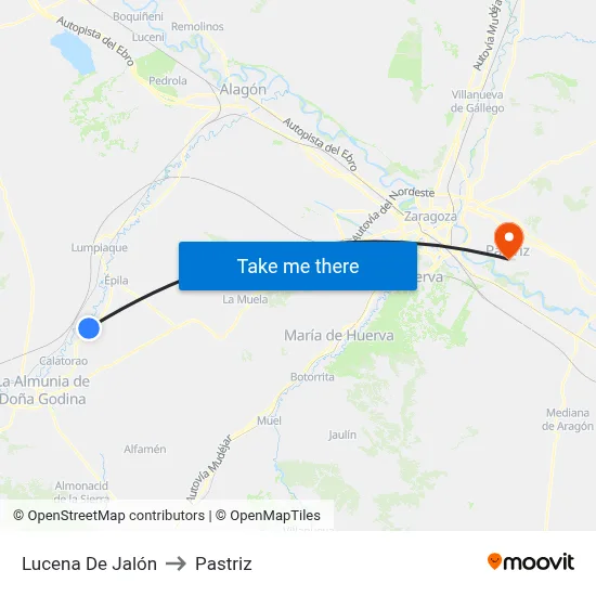 Lucena De Jalón to Pastriz map