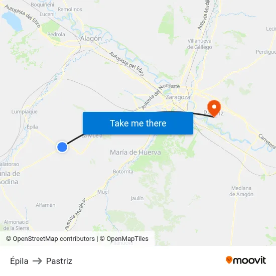 Épila to Pastriz map