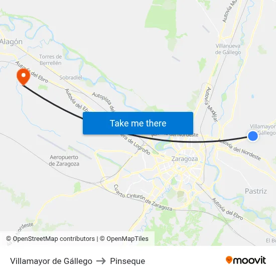Villamayor de Gállego to Pinseque map