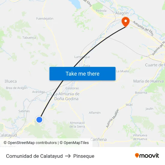 Comunidad de Calatayud to Pinseque map