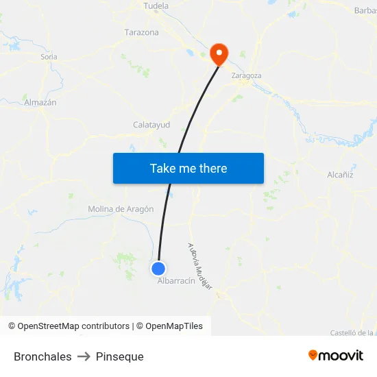 Bronchales to Pinseque map