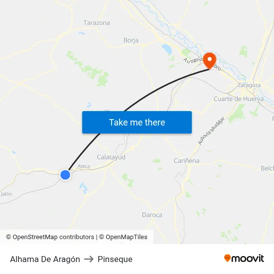 Alhama De Aragón to Pinseque map
