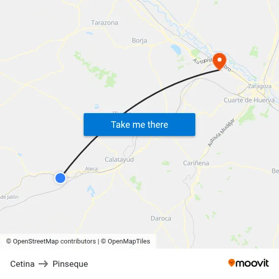 Cetina to Pinseque map
