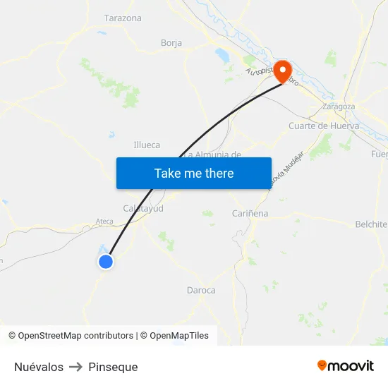 Nuévalos to Pinseque map
