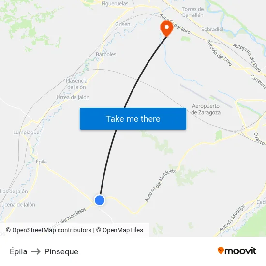 Épila to Pinseque map