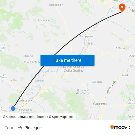 Terrer to Pinseque map