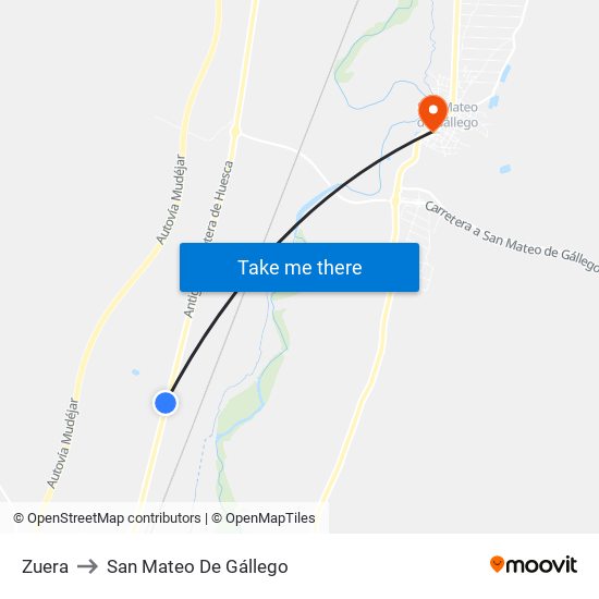 Zuera to San Mateo De Gállego map