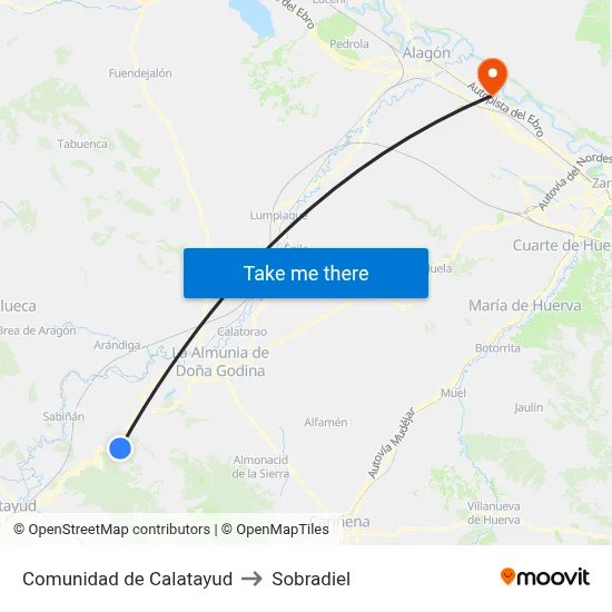 Comunidad de Calatayud to Sobradiel map