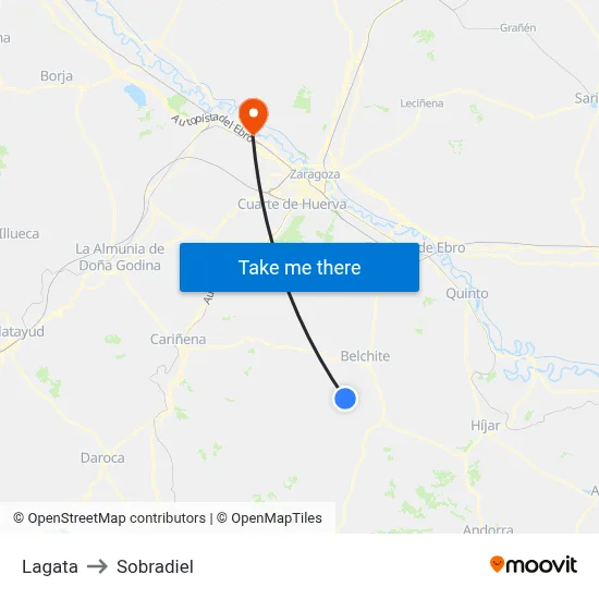 Lagata to Sobradiel map