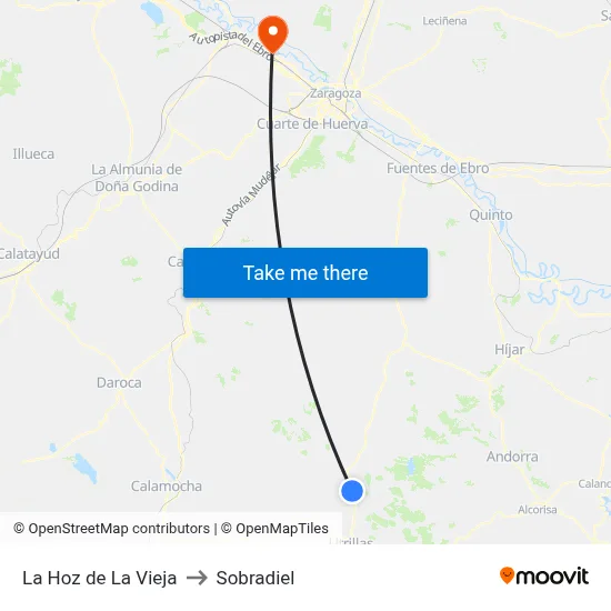 La Hoz de La Vieja to Sobradiel map