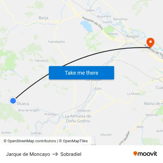Jarque de Moncayo to Sobradiel map
