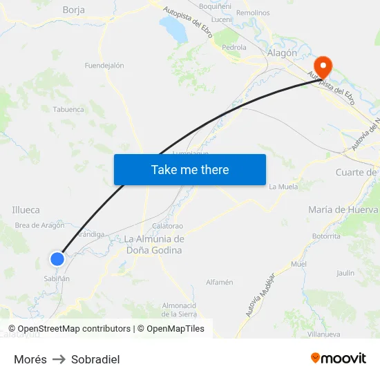 Morés to Sobradiel map