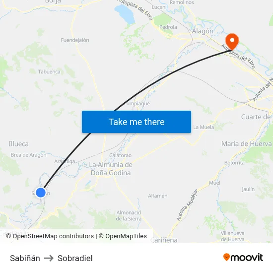 Sabiñán to Sobradiel map