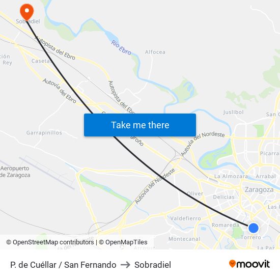 P. de Cuéllar / San Fernando to Sobradiel map