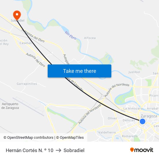 Hernán Cortés N. º 10 to Sobradiel map