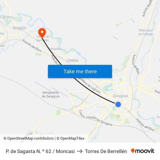 P. de Sagasta N. º 62 / Moncasi to Torres De Berrellén map