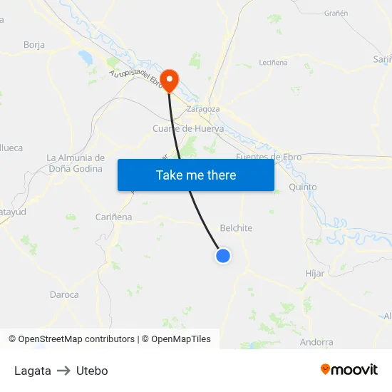 Lagata to Utebo map