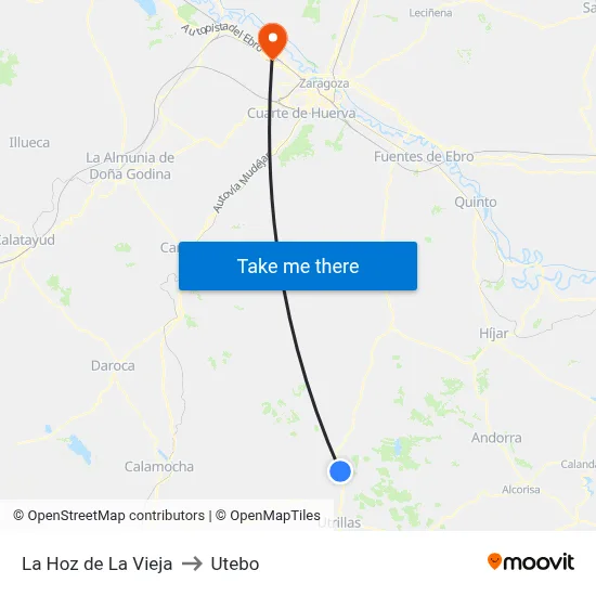 La Hoz de La Vieja to Utebo map