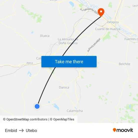 Embid to Utebo map