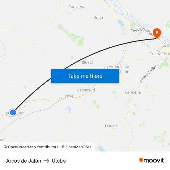 Arcos de Jalón to Utebo map