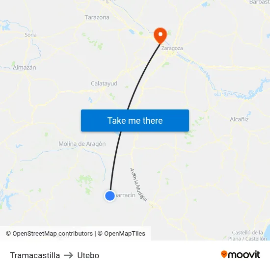 Tramacastilla to Utebo map